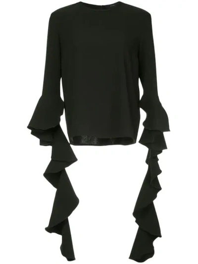 Ellery Emmeline Ruffled Crepe Top In Black