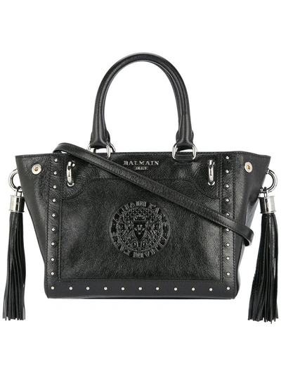 Balmain Le Panier Shopping Bag In Black Calfskin Leather. In Nero