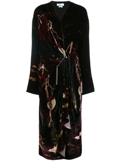 Act N°1 Printed Velvet Kimono Dress - Brown