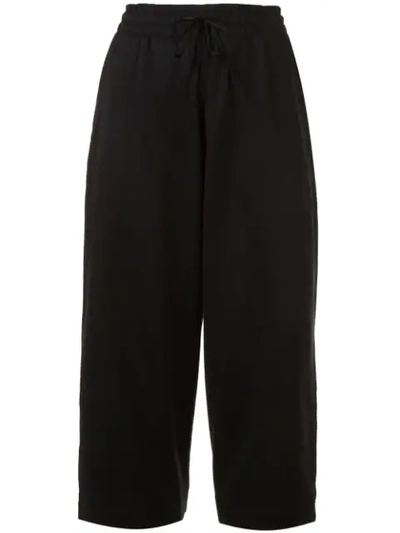 Y-3 Cropped Drawstring Trousers - Black