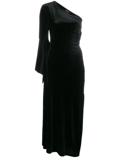 Ssheena Velvet Aria One Shoulder Dress In Black