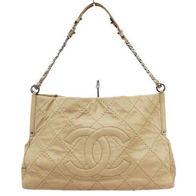 Pre-owned Chanel Wild Stitch Beige Leather Shopper Bag ()