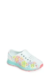 Native Shoes Kids' Robbie Floral Water Friendly Perforated Slip-on In Coastal Blue/ Hydrangea Blue