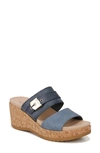 Dr. Scholl's Cali Vibe Platform Wedge Sandal In Summer Blue Faux Leather