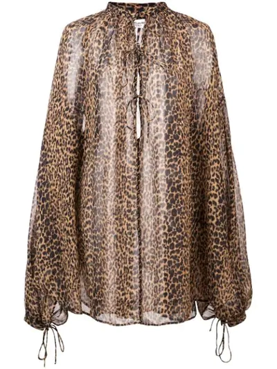 Saint Laurent Sheer Leopard Print Tunic - Brown