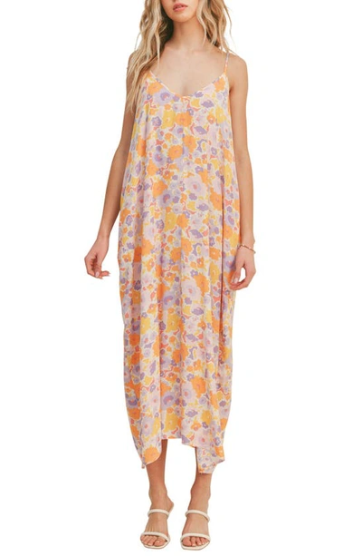 Lush Floral Cami Maxi Dress In Tanergine Lilac