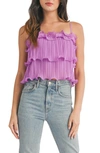 Lush Ruffle Pleated Wire Hem Crop Top In Lavender
