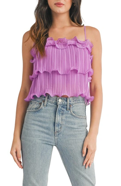 Lush Ruffle Pleated Wire Hem Crop Top In Lavender