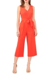 Vince Camuto Belted Crop Jumpsuit In Tulip Red