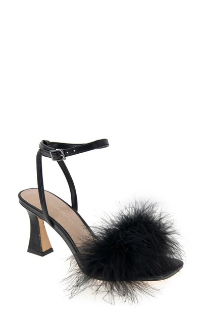 Bcbgeneration Relby Faux Feather Sandal In Black
