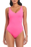 Bleu By Rod Beattie Kore Cutout One-piece Swimsuit In Pink Bling