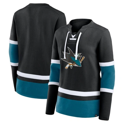 Fanatics Branded  Black/teal San Jose Sharks Top Speed Lace-up Pullover Sweatshirt