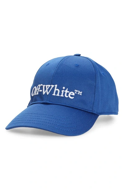 Off-white Embroidered Logo Cotton Drill Baseball Cap In Nautical Blue