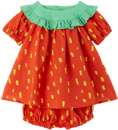 Stella Mccartney Baby Red Strawberry Dress & Bloomers Set In 421gl Red