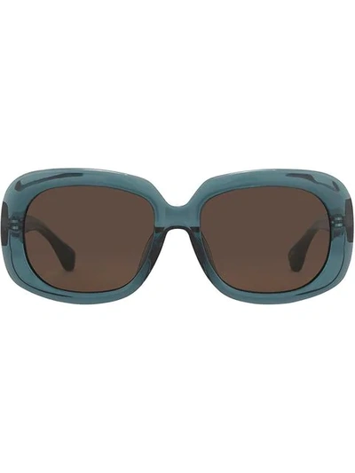 Linda Farrow Dries Van Noten Oversized Sunglasses In Blue