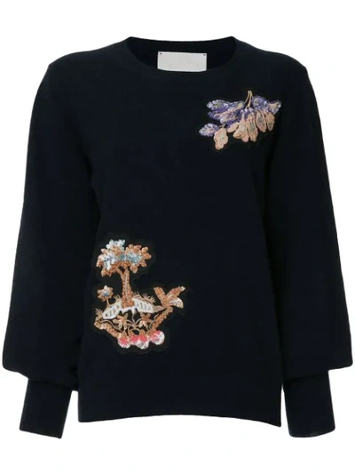 Peter Pilotto Floral Embellished Sweater In Blue