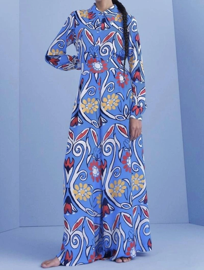 De Loreta Gaspar Wide Leg Pants In Blue Multi