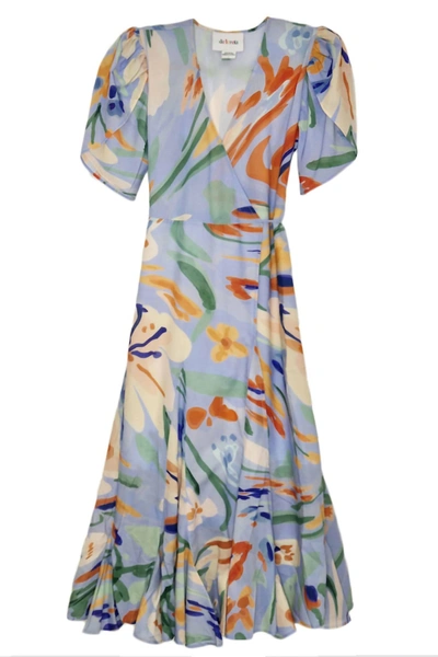 De Loreta Izula Izula Wrap Dress Jaleo Celeste In Blue Multi
