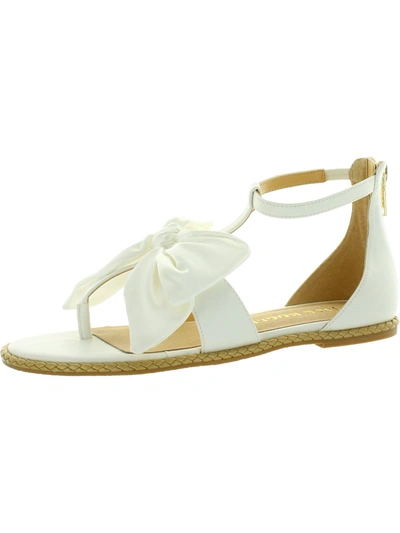 Jack Rogers Heidi Womens Leather Bow T-strap Sandals In White