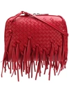 Bottega Veneta Intrecciato Small Zip Crossbody Bag In Red