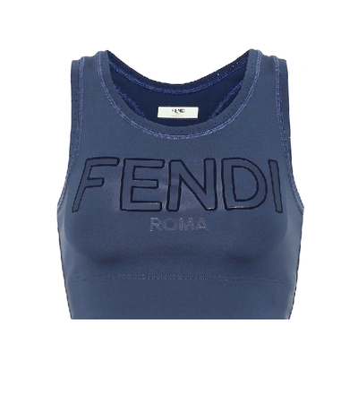 Fendi Logo Technical Sports Bra In Blue