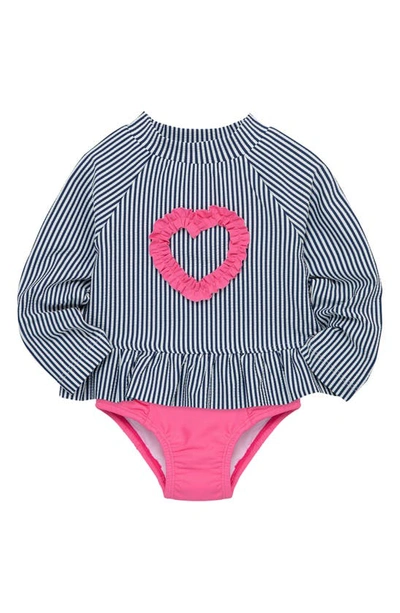 Little Me Babies' Heart Long Sleeve Two-piece Rashguard Swimsuit In L457