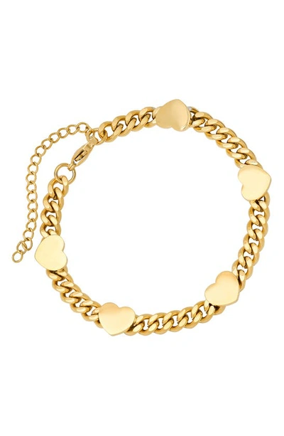 Hmy Jewelry 18k Rose Gold Plated Stainless Steel Heart Bracelet In Yellow