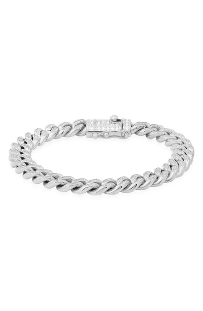 Hmy Jewelry 18k Gold Plated Stainless Steel Simulated Diamond Chain Bracelet In White