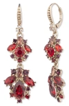 Marchesa Crystal Drop Earrings In Gold/ Red