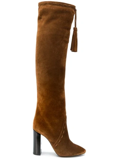 Saint Laurent Kniehohe Stiefel In Brown