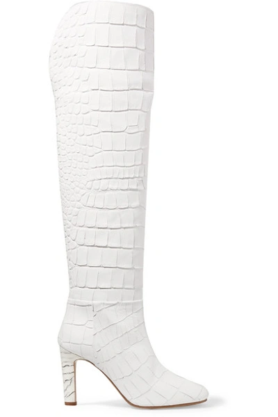 Gabriela Hearst Linda Croc-effect Leather Over-the-knee Boots In White