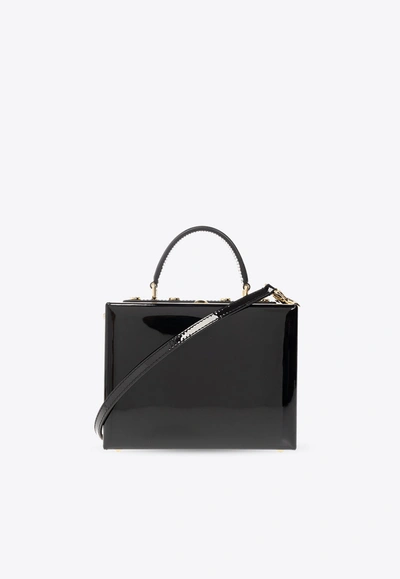 Dolce & Gabbana Box Leather Top Handle Bag In Black