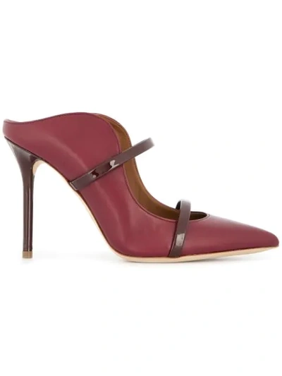 Malone Souliers Maureen 100 Patent-trimmed Leather Mules In Burgundy