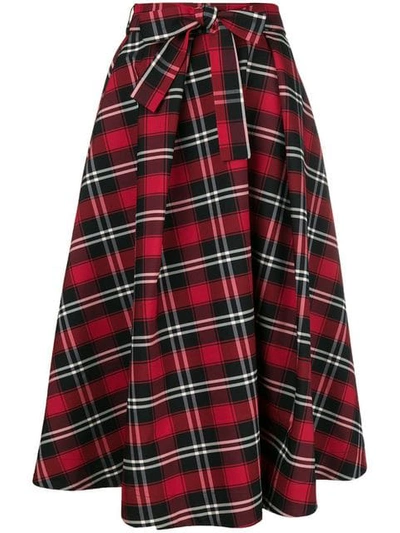 Msgm A-line Tartan-twill Skirt In Red