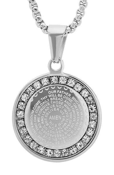 Hmy Jewelry 18k Rose Gold Plaed Stainless Steel Lord's Prayer Cz Pendant Necklace In Metallic