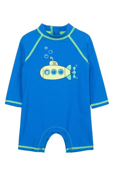 Little Me Babies' Submarine Long Sleeve One-piece Rashguard Swimsuit In Blue