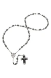 Hmy Jewelry Two-tone Rosary Cross Necklace In Metallic