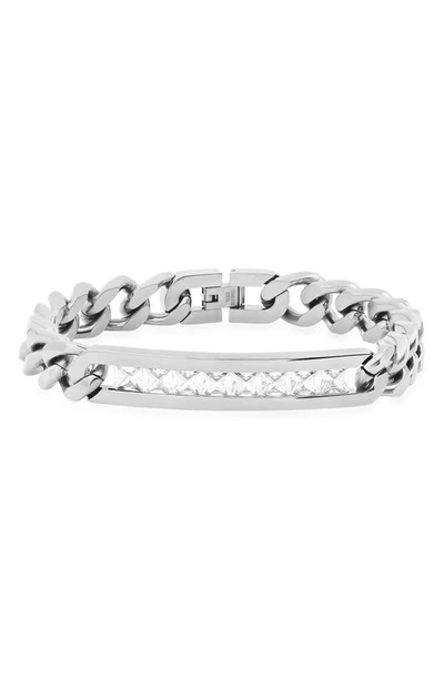 Hmy Jewelry Inlaid Crystal Id Bracelet In White