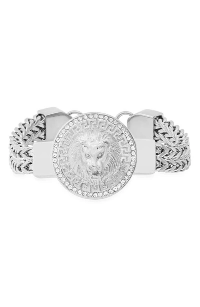 Hmy Jewelry Lion Head Station Bracelet In White