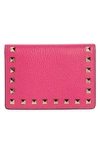 Valentino Garavani Rockstud Leather Passport Case In Pink