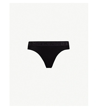 Dkny Litewear Textured-jersey Thong In Black