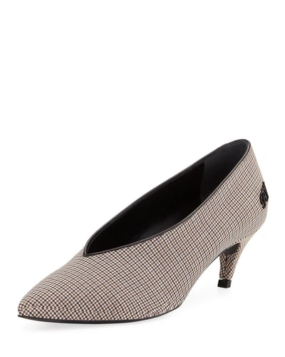 Roger Vivier High-vamp Check Fabric Pumps In Light Brown