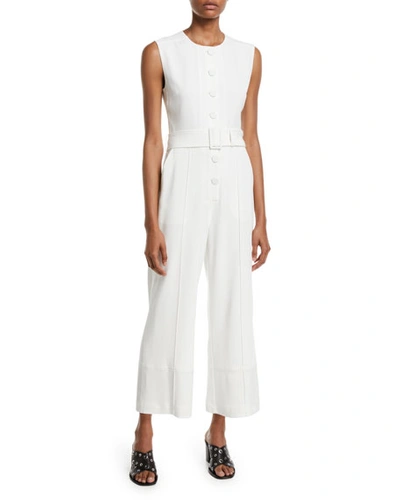 Derek Lam 10 Crosby Sleeveless Button-down Jumpsuit W/ Belt