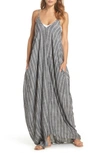 Elan Cover-up Maxi Dress In Grey Chambray Stripe
