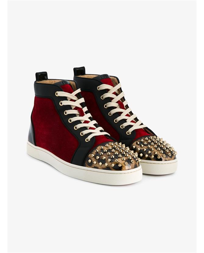 Christian Louboutin Lou Spikes Leather & Suede High-top Sneakers | ModeSens