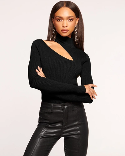 Ramy Brook Lexi Cut Out Turtleneck Sweater In Black