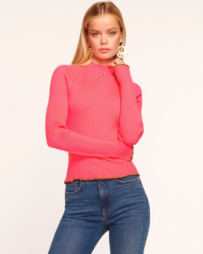 Ramy Brook Shiffrin Ribbed Sweater In Neon Pink