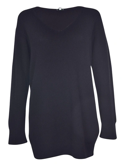 Kenzo Longline Ribbed Knit Sweater In Black