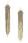 Olivia Welles Pazia Crystal Fringe Drop Earrings In Gold / Crystal