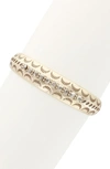 Olivia Welles Crystal Crescent Cutout Bracelet In Burnished Gold / Grey